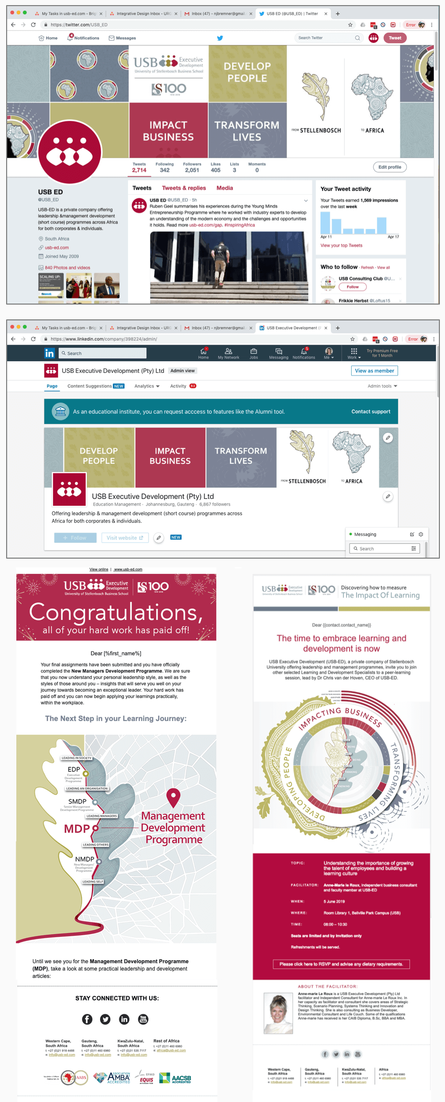 USB-ED Look and Feel for 2019 Campaign: Social media and Email marketing sample